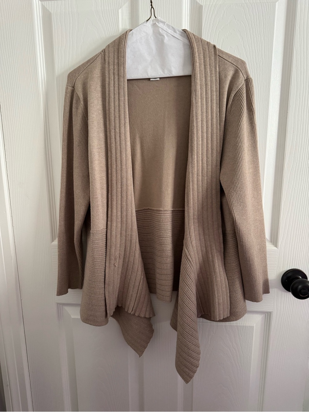 Christopher & Banks Taupe Open-Front Drape Cardigan